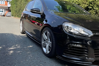 VW GOLF MK6 R SIDE SKIRTS EXTENSIONS . GLOSS BLACK ABS