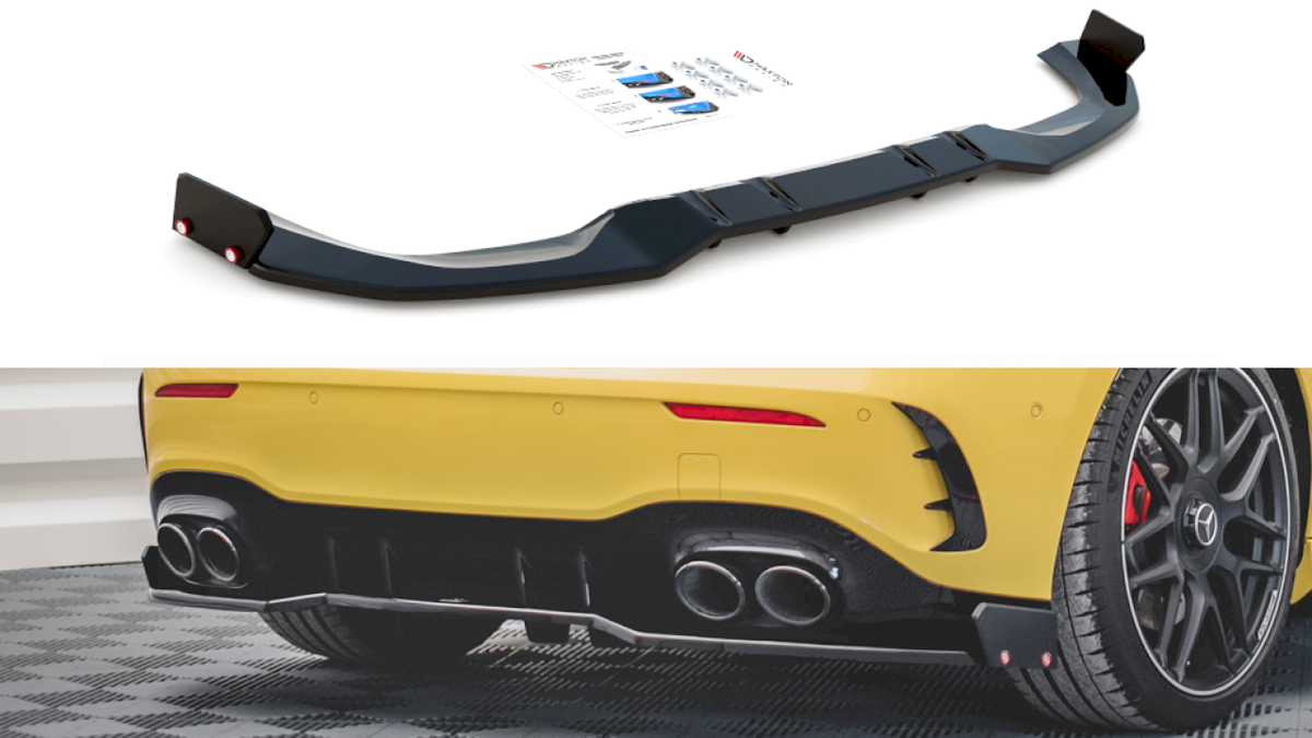 Maxton Design - CENTRAL REAR SPLITTER + FLAPS MERCEDES AMG A 45 S AERO PACK W177