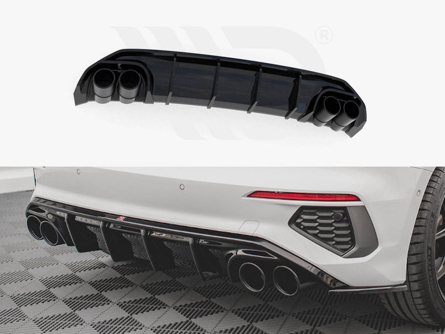 Maxton Design - Rear Valance + Exhaust Ends Imitation Audi A3 S-Line Sportback 8Y