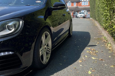 VW GOLF MK6 R SIDE SKIRTS EXTENSIONS . GLOSS BLACK ABS
