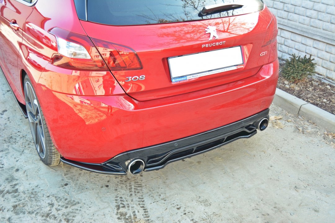 Maxton Design - CENTRAL REAR SPLITTER PEUGEOT 308 II GTI (WITH VERTICAL BARS)