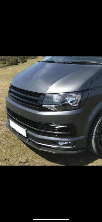 VW T6 Transporter Front Splitter ABS Plastic Gloss Black