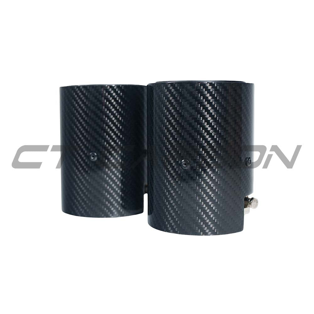 BMW F20/F21/F22/F23/F30/F31/F32/F33 CARBON EXHAUST TIPS - MATTE BLACK (SET OF 2)