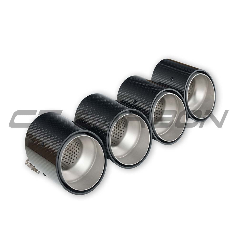 BMW M2, M3, M4 G87/G80/G81/G82/G83 CARBON EXHAUST TIPS - CHROME SLASH CUT (SET OF 4)