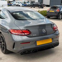 MERCEDES C-CLASS COUPE W205 GLOSS BLACK DIFFUSER & BLACK TIPS