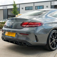 MERCEDES C-CLASS COUPE W205 GLOSS BLACK DIFFUSER & BLACK TIPS