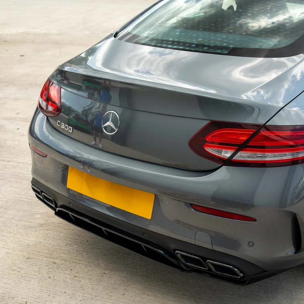 MERCEDES C-CLASS COUPE W205 GLOSS BLACK DIFFUSER & BLACK TIPS