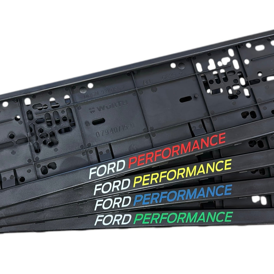 Ford Performance Number Plate Surrounds – Multi-Colour Logo | Sold as a Pair