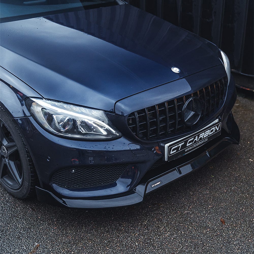 MERCEDES C43 & C CLASS W205 2014-2018 PRE-FACELIFT GLOSS BLACK SPLITTER - V1