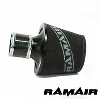 JS-070-BK-KIT - 70mm OD Neck - Black Large Aluminium Base Cone Filter With Silicone Coupler- Universal