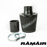 JS-105-BK-KIT - 70mm OD Neck - Black Large Aluminium Base Cone Filter With Silicone Coupler- Universal