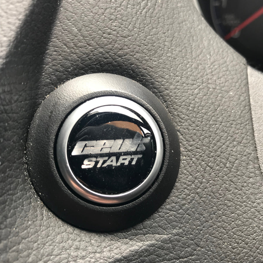CEUK Logo Start Button Gel Overlay – Black & Chrome for MK7 Fiesta / MK3 Focus