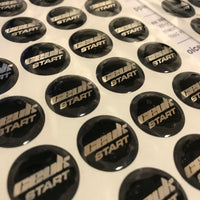 CEUK Logo Start Button Gel Overlay – Black & Chrome for MK7 Fiesta / MK3 Focus