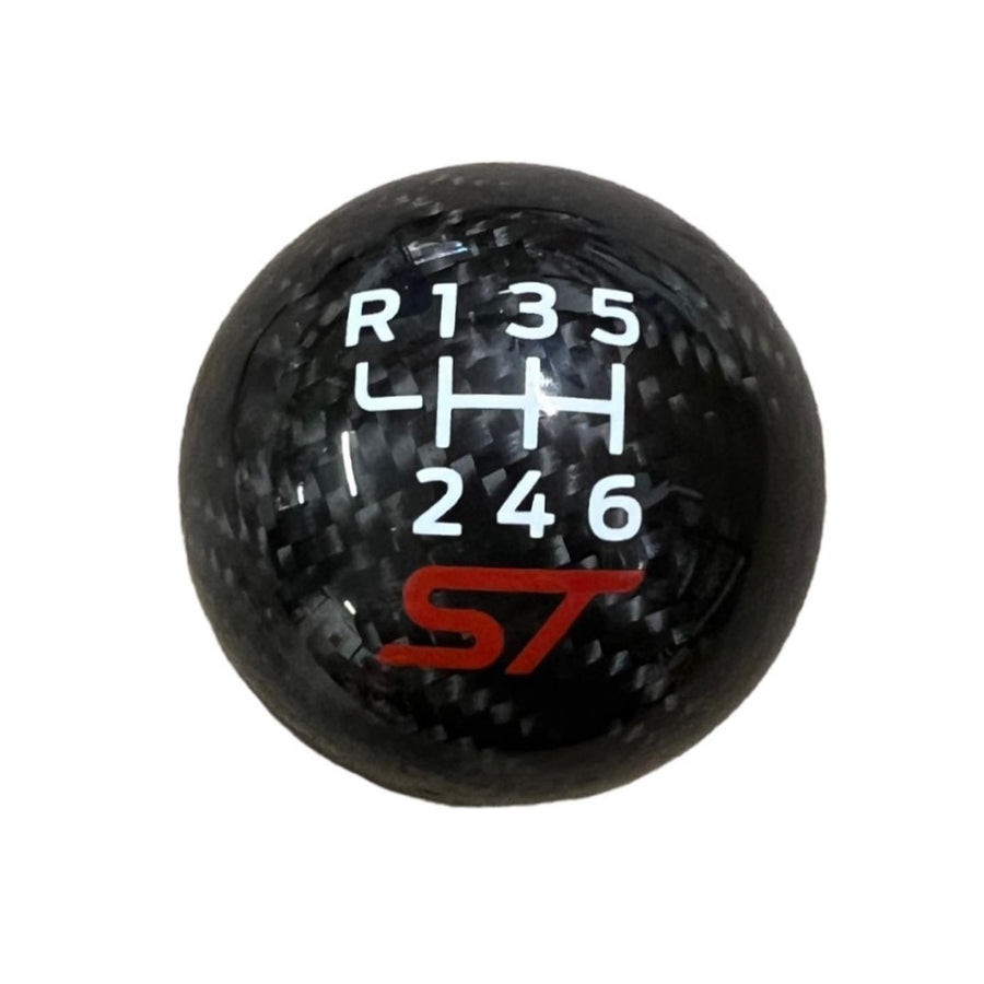Genuine Carbon Fibre Gear Knob with Red ST Logo – Fits Most Manual Ford Models